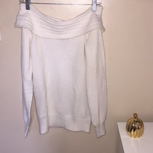 off shoulder cream sweater